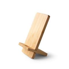 Vue Chargeur sans fil et support de téléphone en bambou - Lange de couleur beige| Krokrodeal