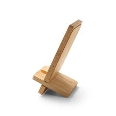 Vue Chargeur sans fil et support de téléphone en bambou - Lange de couleur beige| Krokrodeal