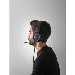 Vue Casque gaming avec microphone - Thorne headset rgb de couleur noir| Krokrodeal