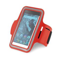 Vue Brassard en PU et coque souple pour smartphone 6'5 - Confor de couleur rouge| Krokrodeal