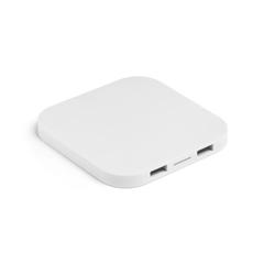 Vue Chargeur sans fil et hub USB 2'0 en ABS - Caroline de couleur blanc| Krokrodeal