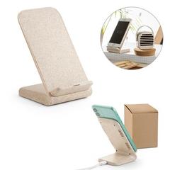 Vue générale Support de téléphone portable avec chargeu sans fil en fibre de paille de blé et ABS - Englert | Krokrodeal
