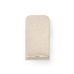 Vue Support de téléphone portable avec chargeu sans fil en fibre de paille de blé et ABS - Englert de couleur beige| Krokrodeal