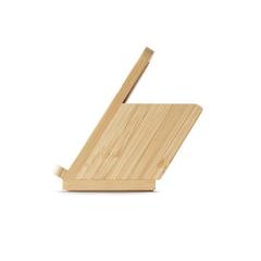 Vue Chargeur sans fil en bambou - Leavitt de couleur beige| Krokrodeal