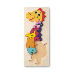 Vue Puzzle en forme de dinosaure en contreplaqué de pin - Diplodoco de couleur beige| Krokrodeal
