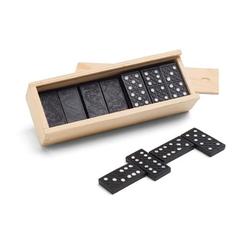 Vue générale Jeu de dominos dans une boîte en bois avec couvercle - Miguel | Krokrodeal
