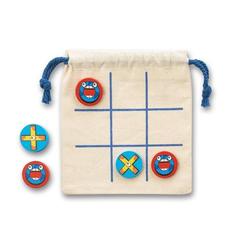 Vue Jeu du morpion classique avec 10 pièces en contreplaqué - Crosses de couleur beige| Krokrodeal