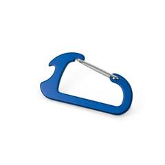 Vue Mousqueton avec décapsuleur en aluminium - Close de couleur bleu| Krokrodeal