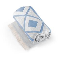Vue Serviette de toilette multifonctionnelle et de bain (350g/m²) en coton et en coton recyclé - Malek de couleur bleu| Krokrodeal