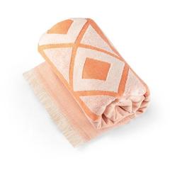 Vue Serviette de toilette multifonctionnelle et de bain (350g/m²) en coton et en coton recyclé - Malek de couleur orange| Krokrodeal