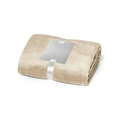 Vue Couverture polaire (240 g/m²) avec ruban pour carte de personnalisation - Dyleaf de couleur beige| Krokrodeal