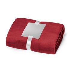 Vue Couverture polaire (240 g/m²) avec ruban pour carte de personnalisation - Dyleaf de couleur rouge| Krokrodeal