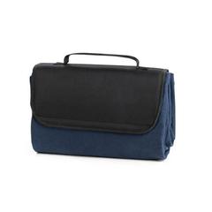 Vue Couverture pique-nique en polaire (180 g/m²) avec visière - Riley de couleur bleu| Krokrodeal