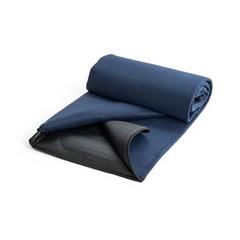 Vue Couverture pique-nique en polaire (180 g/m²) avec visière - Riley de couleur bleu| Krokrodeal
