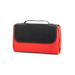 Vue Couverture pique-nique en polaire (180 g/m²) avec visière - Riley de couleur rouge| Krokrodeal