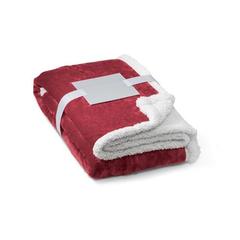 Vue Couverture polaire réversible avec ruban de satin et carte personnalisée - Heiden de couleur rouge| Krokrodeal