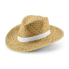 Vue Chapeau de paille naturel - Jean poli de couleur blanc| Krokrodeal