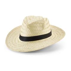 Vue Chapeau de paille naturelle avec bande en polyester - Edward poli de couleur noir| Krokrodeal