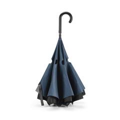 Vue Parapluie réversible en pongee 190T - Angela de couleur bleu| Krokrodeal