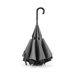 Vue Parapluie réversible en pongee 190T - Angela de couleur gris| Krokrodeal