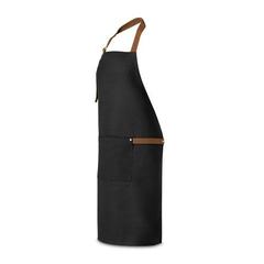 Vue Tablier 100% coton (300 g/m²) - Vesper de couleur noir| Krokrodeal