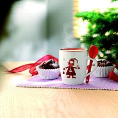 Vue Mug avec petite cuillère 250ml - Claus de couleur -| Krokrodeal