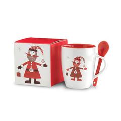 Vue Mug avec petite cuillère 250ml - Claus de couleur -| Krokrodeal