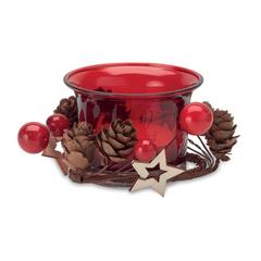 Vue Bougeoir de Noël - Bougie de couleur rouge| Krokrodeal