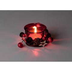 Vue Bougeoir de Noël - Bougie de couleur rouge| Krokrodeal
