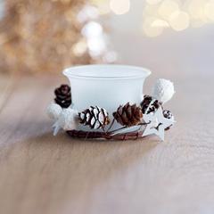 Vue Bougeoir de Noël - Bougie de couleur blanc| Krokrodeal