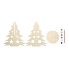 Vue Sapin de Noël en bois - Tree and paint de couleur marron| Krokrodeal