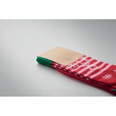 Vue Chaussettes de Noël Taille M - Joyful m de couleur rouge| Krokrodeal