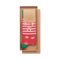 Vue Chaussettes de Noël Taille M - Joyful m de couleur rouge| Krokrodeal