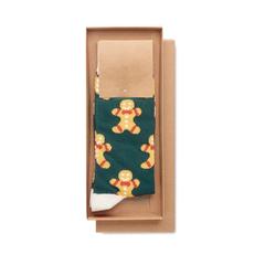 Vue Chaussettes de Noël Taille M - Joyful m de couleur jaune| Krokrodeal