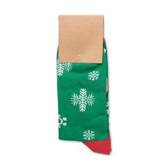 Vue Chaussettes de Noël Taille L - Joyful l de couleur vert| Krokrodeal