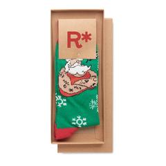 Vue Chaussettes de Noël Taille L - Joyful l de couleur vert| Krokrodeal