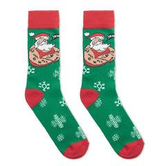 Vue Chaussettes de Noël Taille L - Joyful l de couleur vert| Krokrodeal