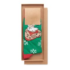 Vue Chaussettes de Noël Taille L - Joyful l de couleur vert| Krokrodeal