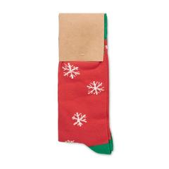 Vue Chaussettes de Noël Taille L - Joyful l de couleur rouge| Krokrodeal