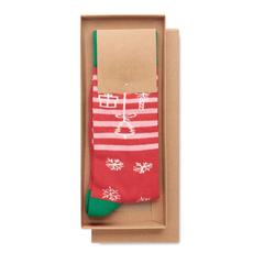 Vue Chaussettes de Noël Taille L - Joyful l de couleur rouge| Krokrodeal