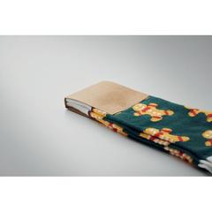 Vue Chaussettes de Noël Taille L - Joyful l de couleur jaune| Krokrodeal