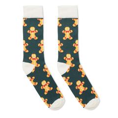 Vue Chaussettes de Noël Taille L - Joyful l de couleur jaune| Krokrodeal