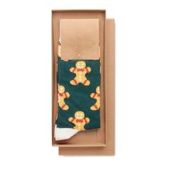 Vue Chaussettes de Noël Taille L - Joyful l de couleur jaune| Krokrodeal