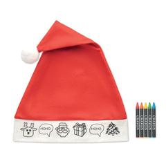 Vue Bonnet de Père Noël enfant - Bono paint de couleur rouge| Krokrodeal