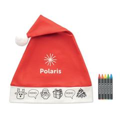 Vue Bonnet de Père Noël enfant - Bono paint de couleur rouge| Krokrodeal