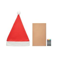 Vue Bonnet de Père Noël enfant - Bono paint de couleur rouge| Krokrodeal