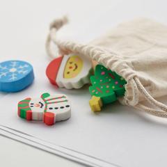 Vue Set de 4 gommes de Noël - Rubbies de couleur marron| Krokrodeal