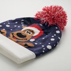 Vue Bonnet à pompon tricoté - Shimas hat de couleur bleu| Krokrodeal