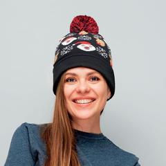 Vue Bonnet à pompon tricoté - Shimas hat de couleur noir| Krokrodeal