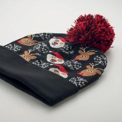 Vue Bonnet à pompon tricoté - Shimas hat de couleur noir| Krokrodeal